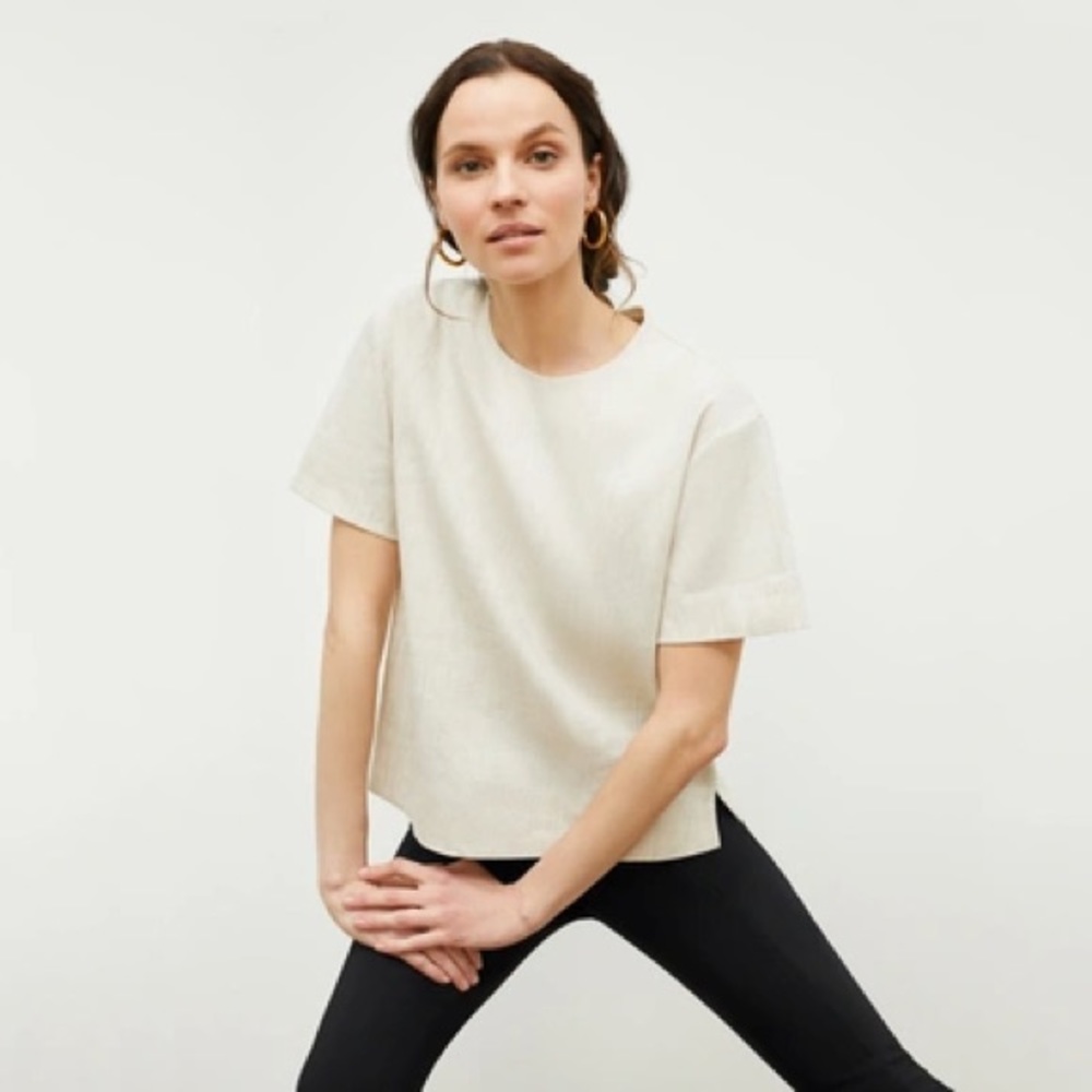 MM LaFleur Annika top in stretch linen